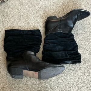 Elegant Black Slouchy Heeled Boots